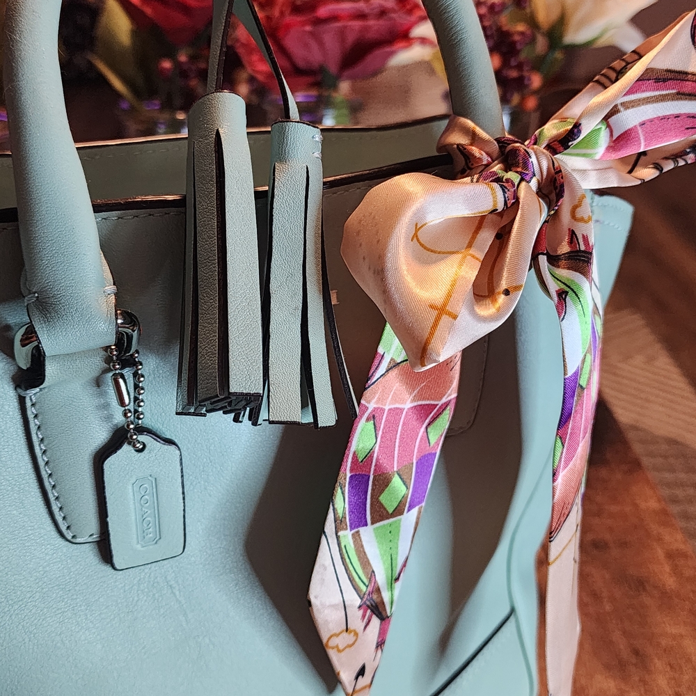 Coach Legacy Mini Tanner In Mint - Tassel Charm And Scarf - Picture 9 of 15